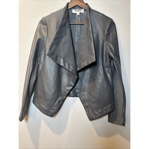 BB Dakota STEVE MADDEN Long Sleeve Open Front Faux Leather Jacket Gray Sz XS EUC